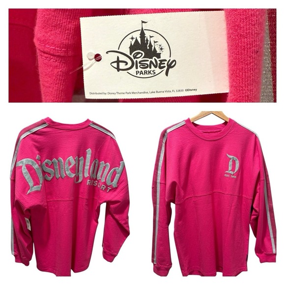 Disney Parks Hot Pink Silver Glitter Spirit Jersey Disneyland Resort Size M NWT - Picture 3 of 5